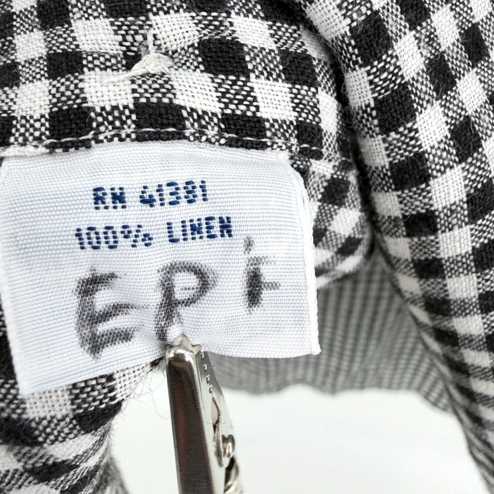 Polo Ralph Lauren Gingham Linen Shirt 3XB Big Linen Black White Preppy Style